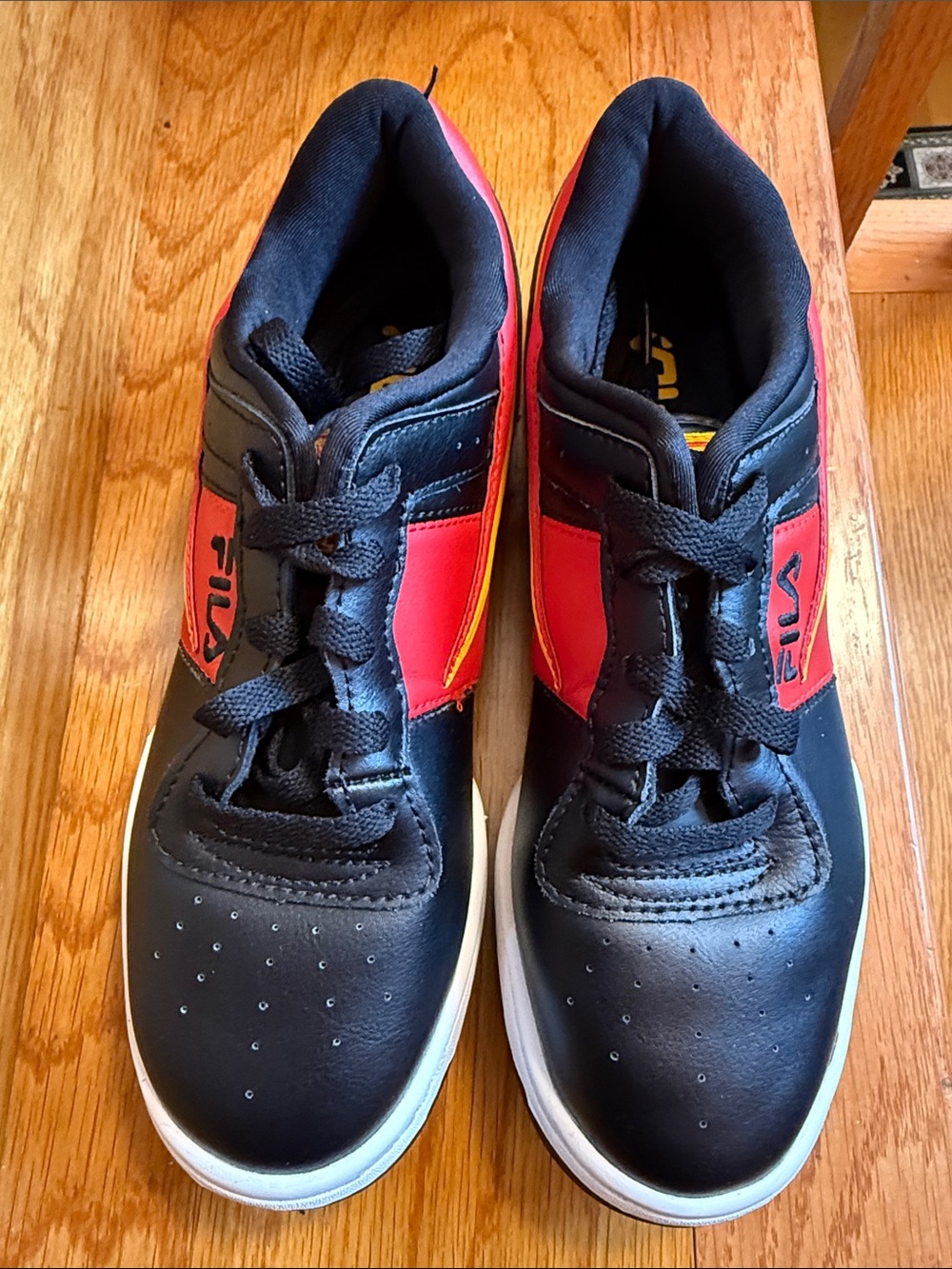 Fila Kids Black and Red Lace-Up Athletic Sneakers